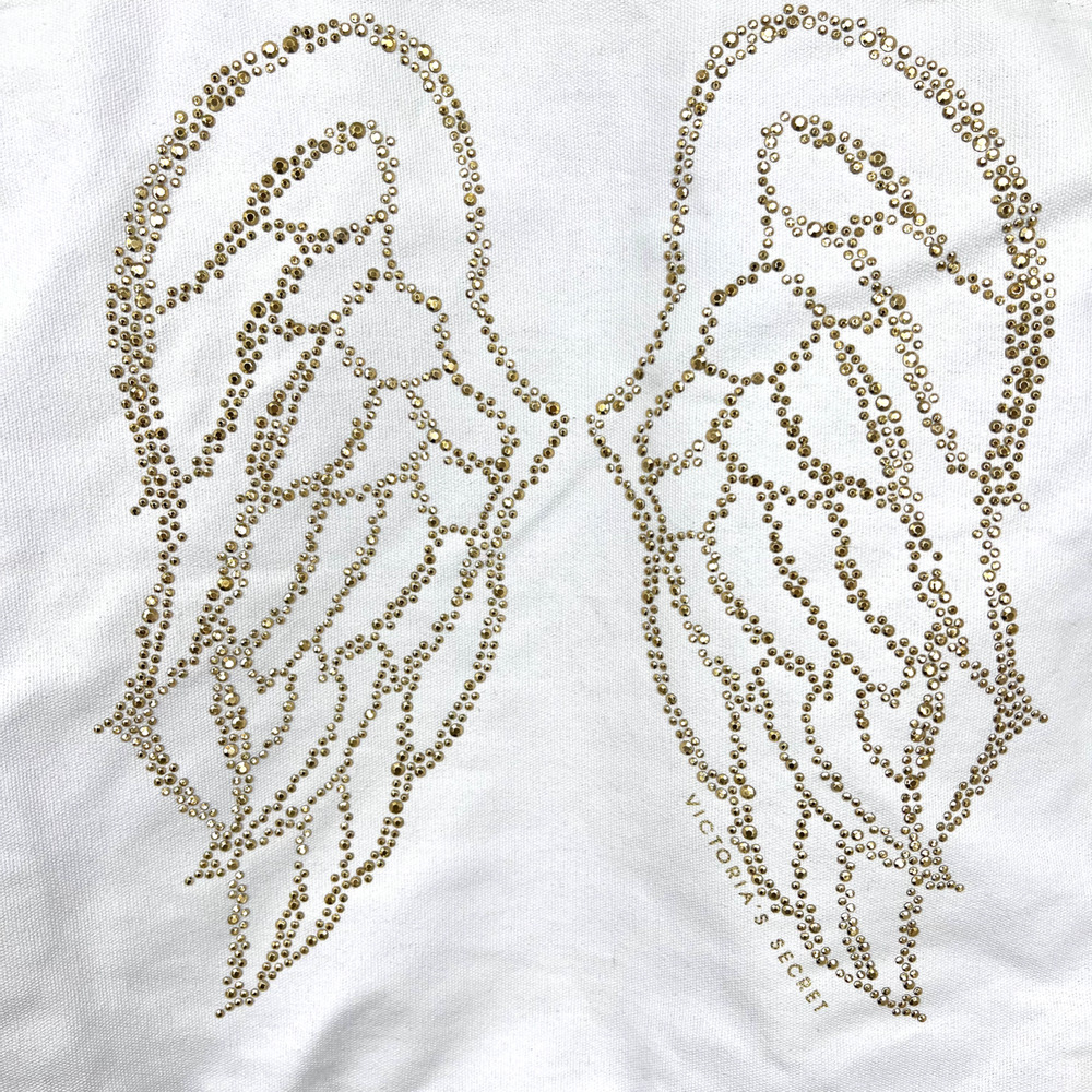 Victoria’s Secret White Canvas Bling Angel Wings Tote Shopper Beach Bag NWT - Picture 2 of 8